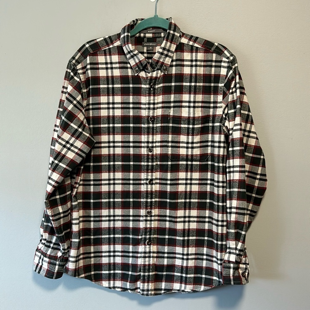 Eddie Bauer Men’s Plaid Flannel Button Down Classic Shirt Medium